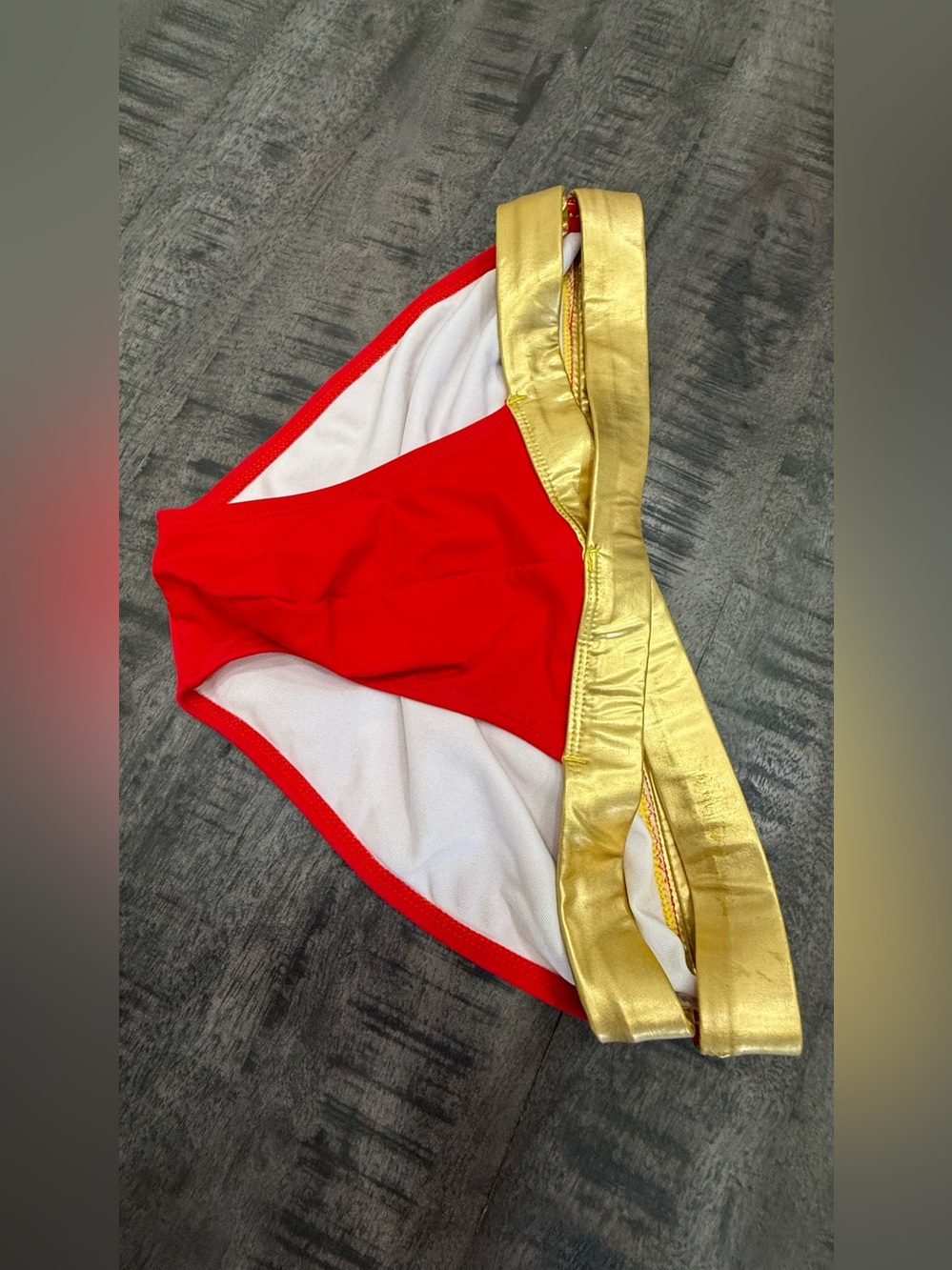 SAMPLE/Men's Red and Gold Swim Briefs - Metallic Waistband